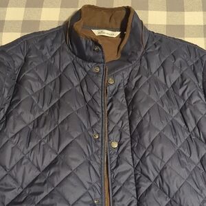 Peter Millar Navy and Brown Quilted Puffer Jacket